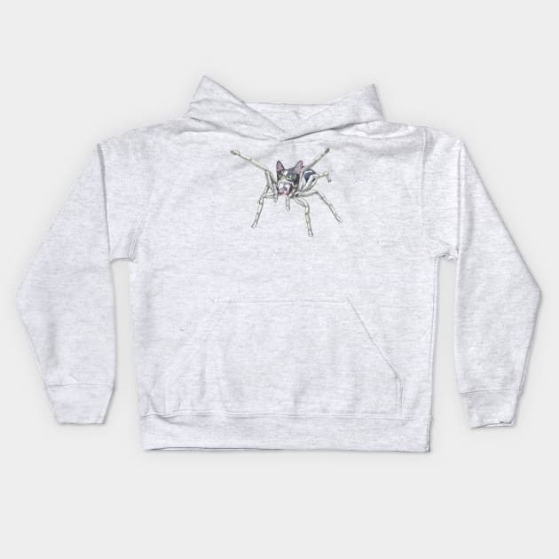 Jumping Spider Kitty Kids Hoodie by RaLiz